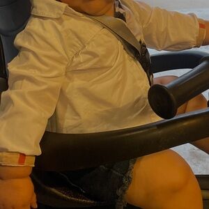 Burberry White Baby Shirt with Tan and Red Accents